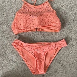 Peach lace bikini